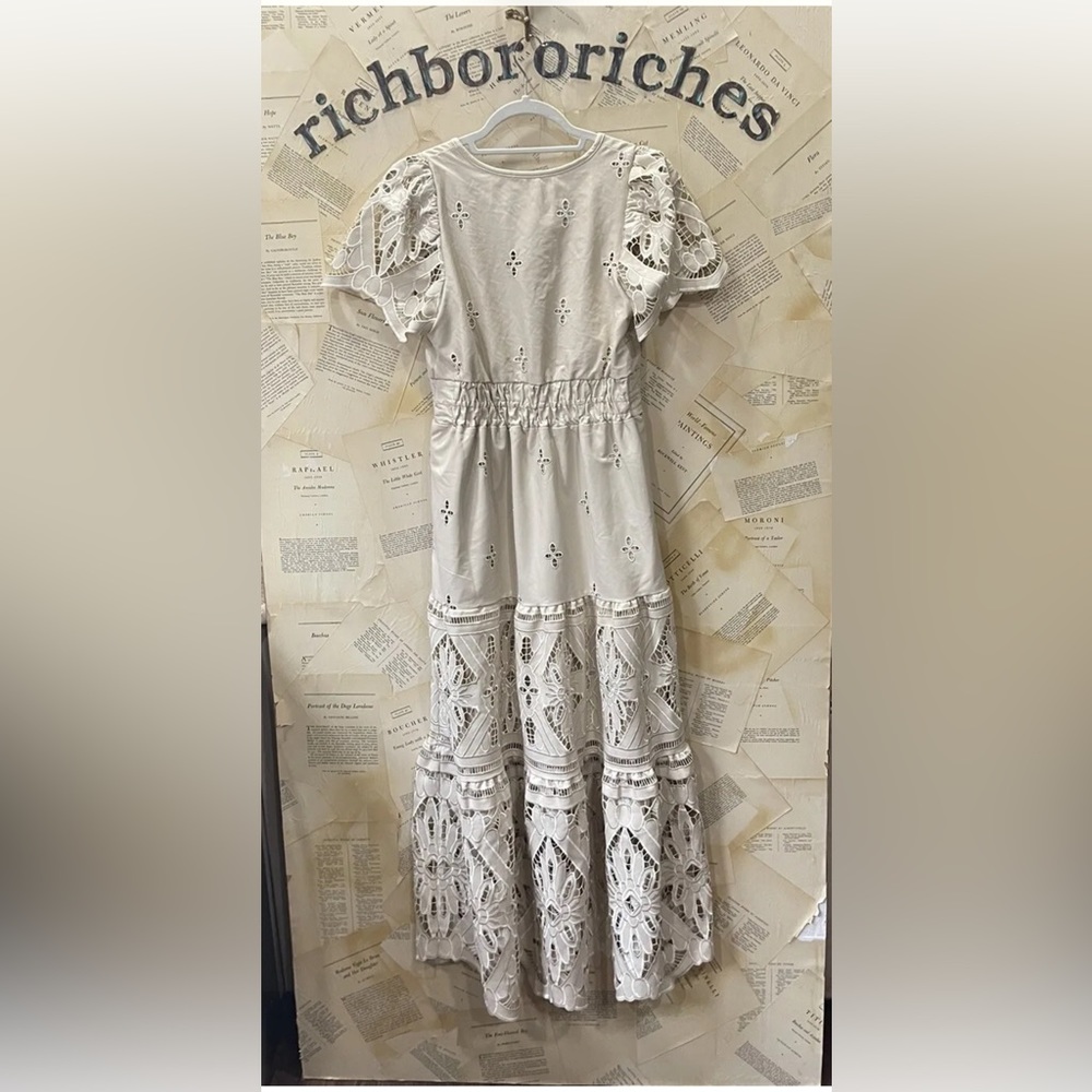 Anthropologie The Somerset Maxi Dress Faux Leather Embroidered Edition Tiered - Picture 6 of 6